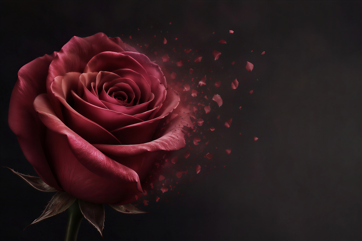 Fototapeten rote Rose auf schwarzem Hintergrund