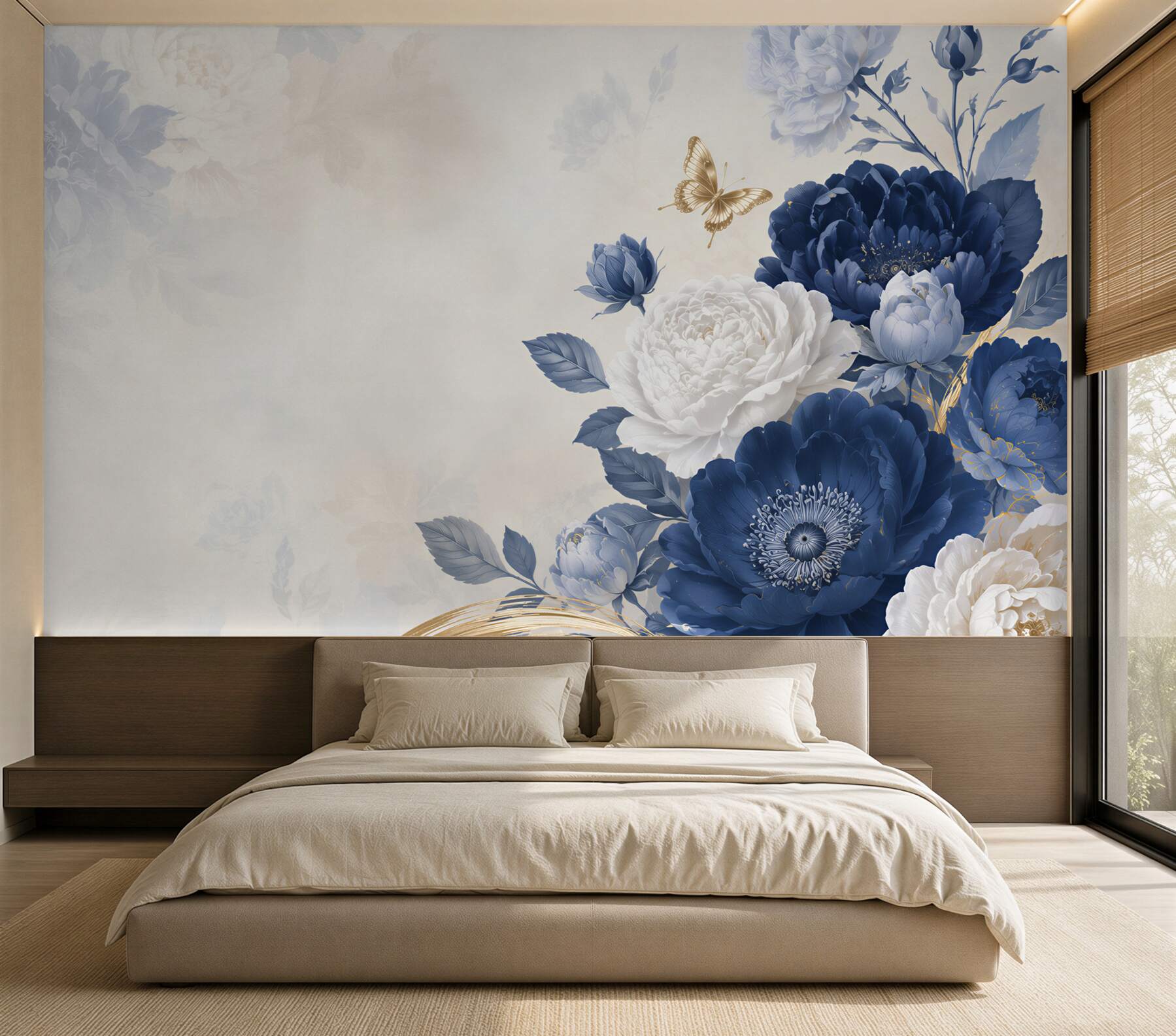 Fototapeten antike blaue Blumen