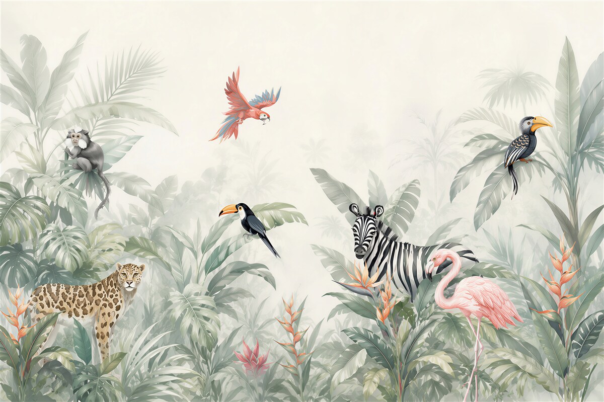 Fototapeten Flora und Fauna des Dschungels am Tag