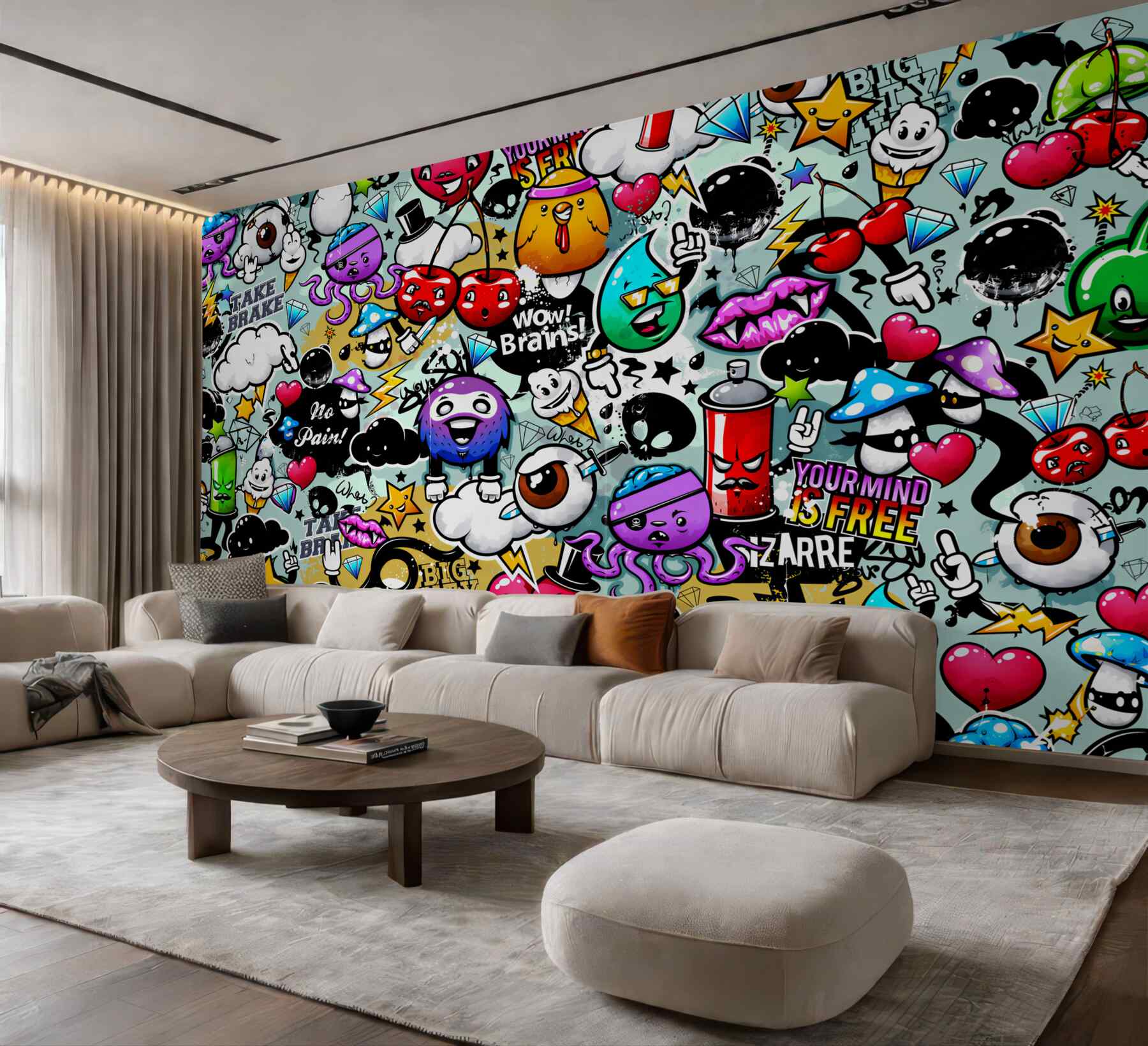 Fototapeten farbenfrohes Graffiti