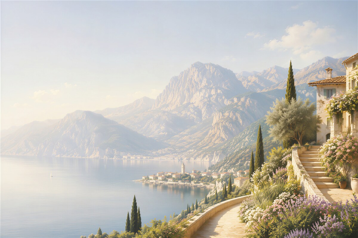 Fototapeten mediterraner Landschaft mit Farben