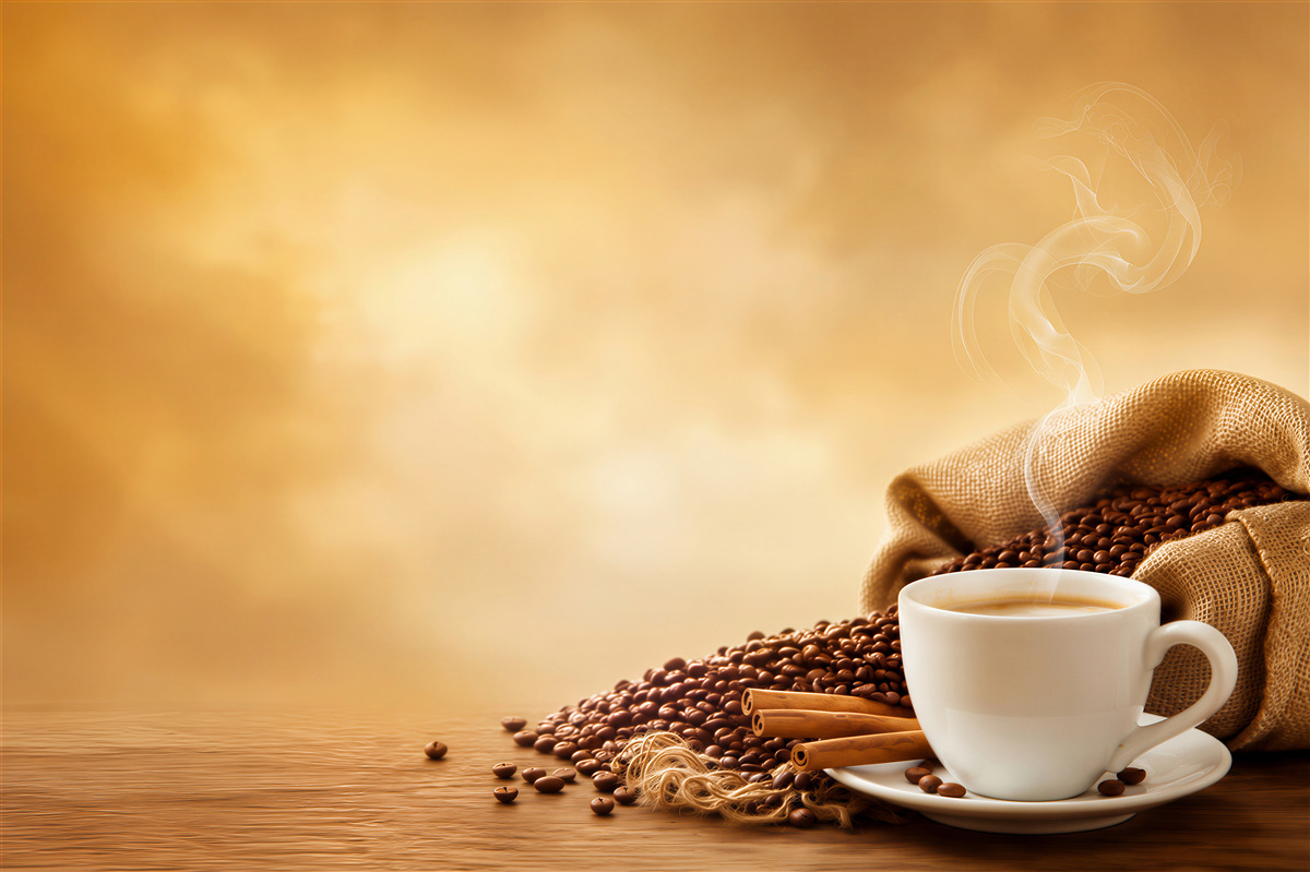 Fototapeten erfrischende Tasse aromatischer Kaffee