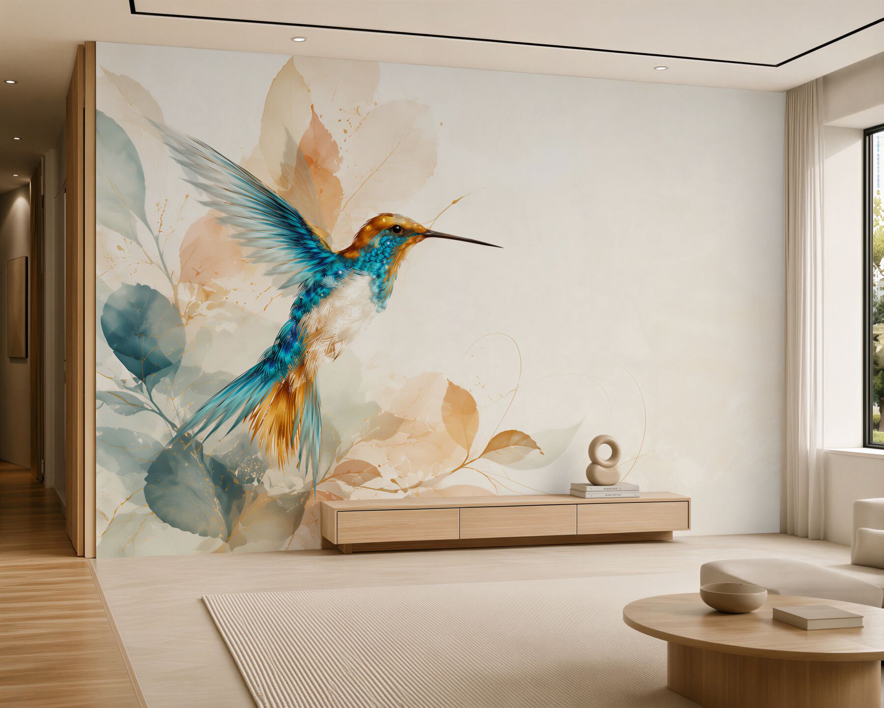 Fototapeten abstrakte blaue Kolibri