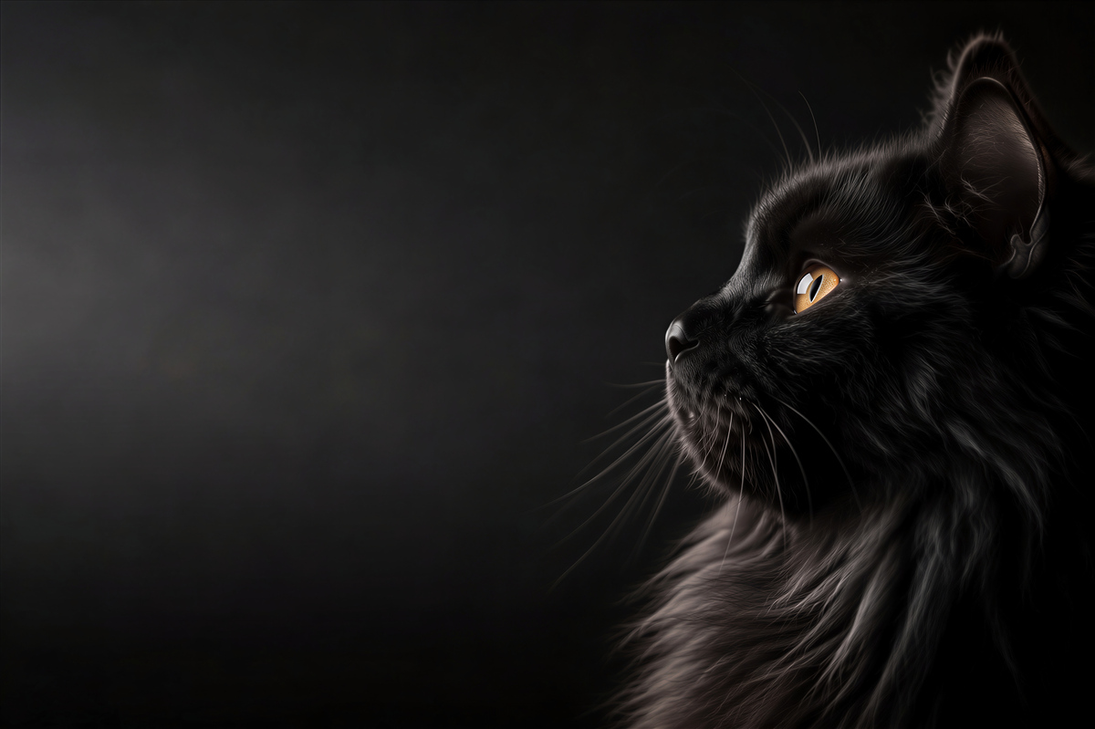 Fototapeten schwarze Katze mit goldenen Augen