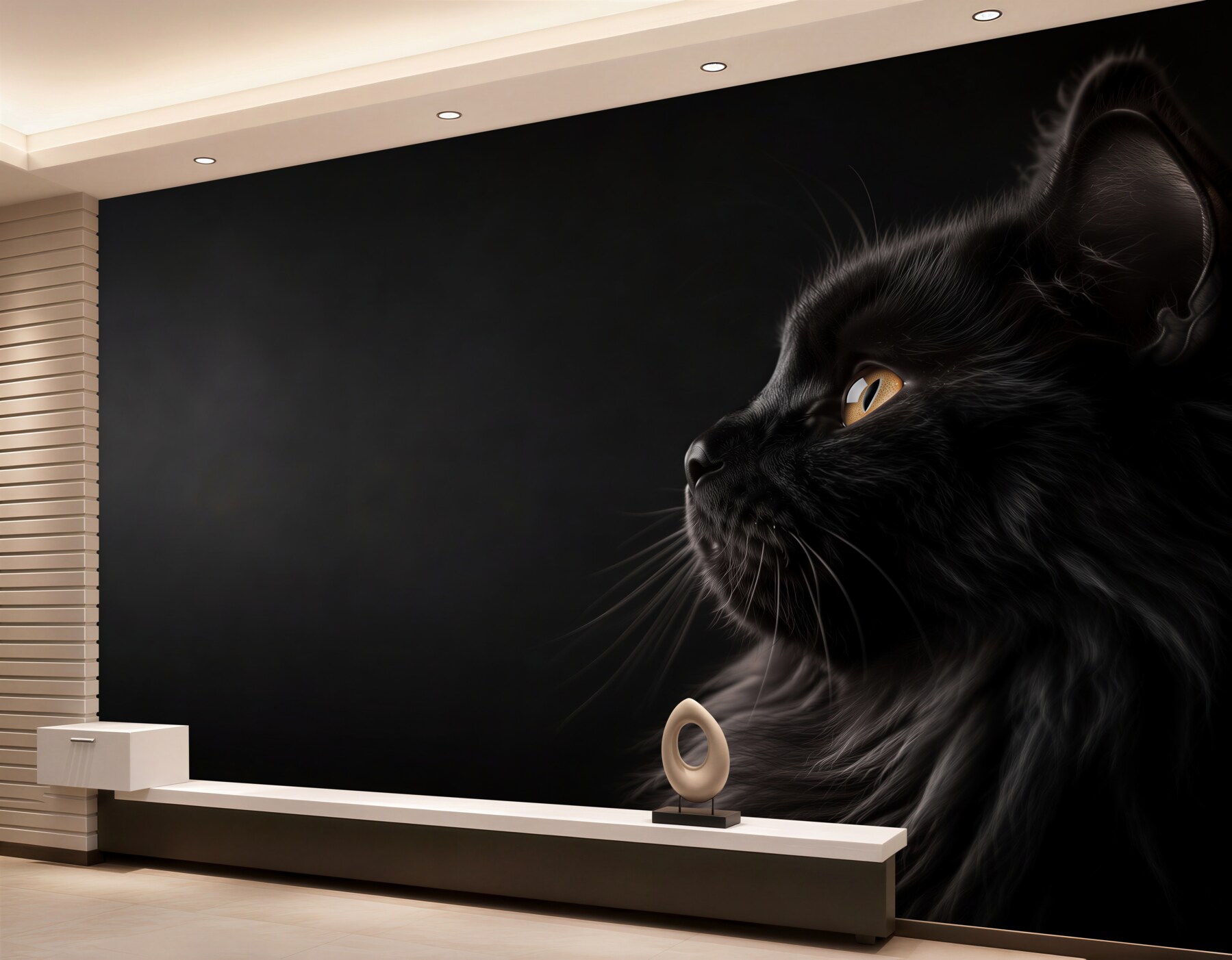 Fototapeten schwarze Katze mit goldenen Augen