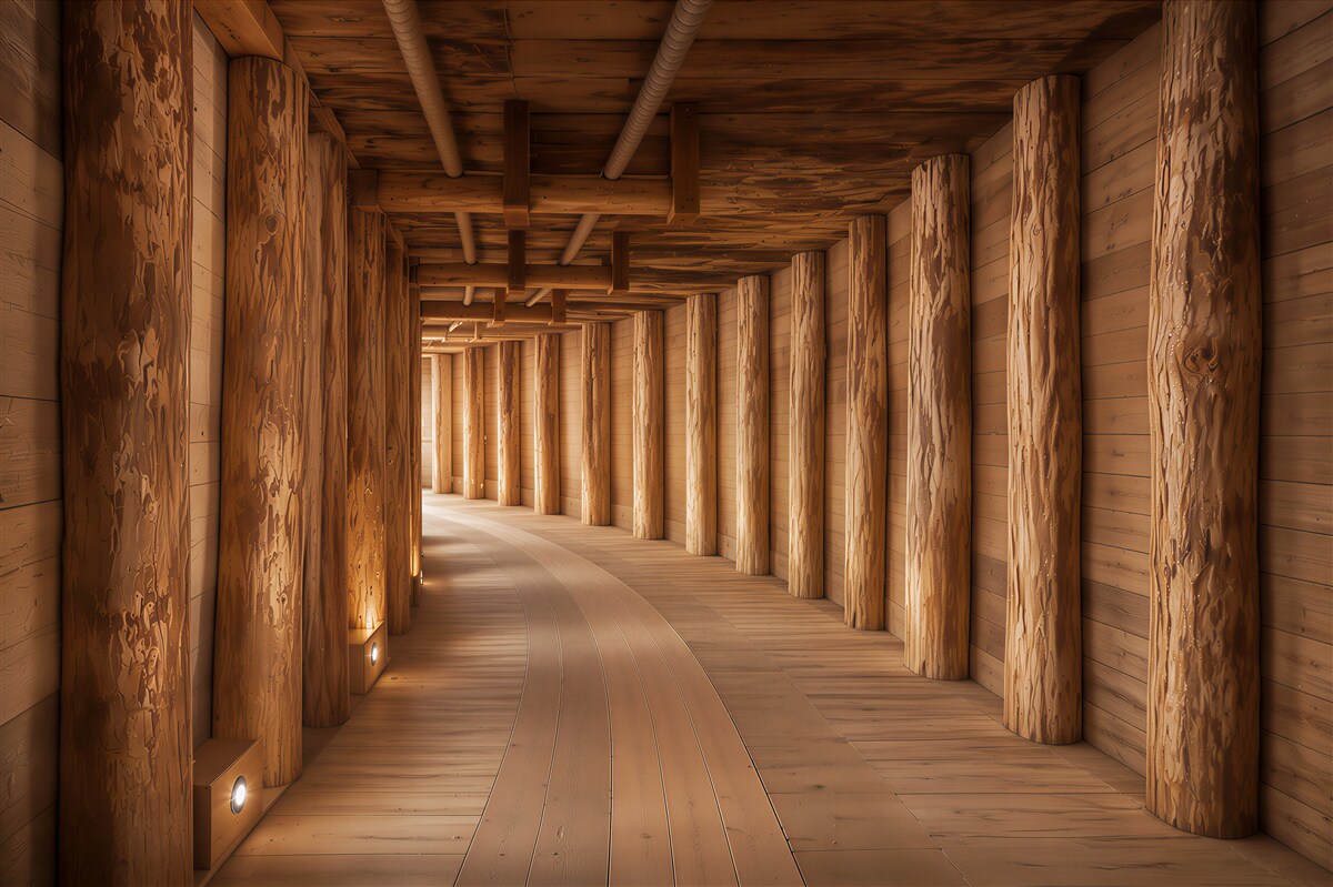 Fototapeten unterirdischer Holz-Tunnel