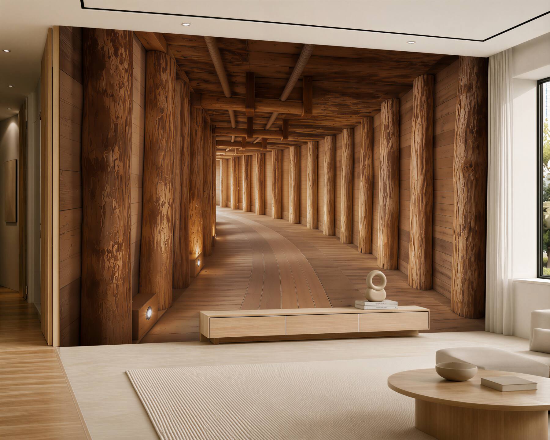 Fototapeten unterirdischer Holz-Tunnel