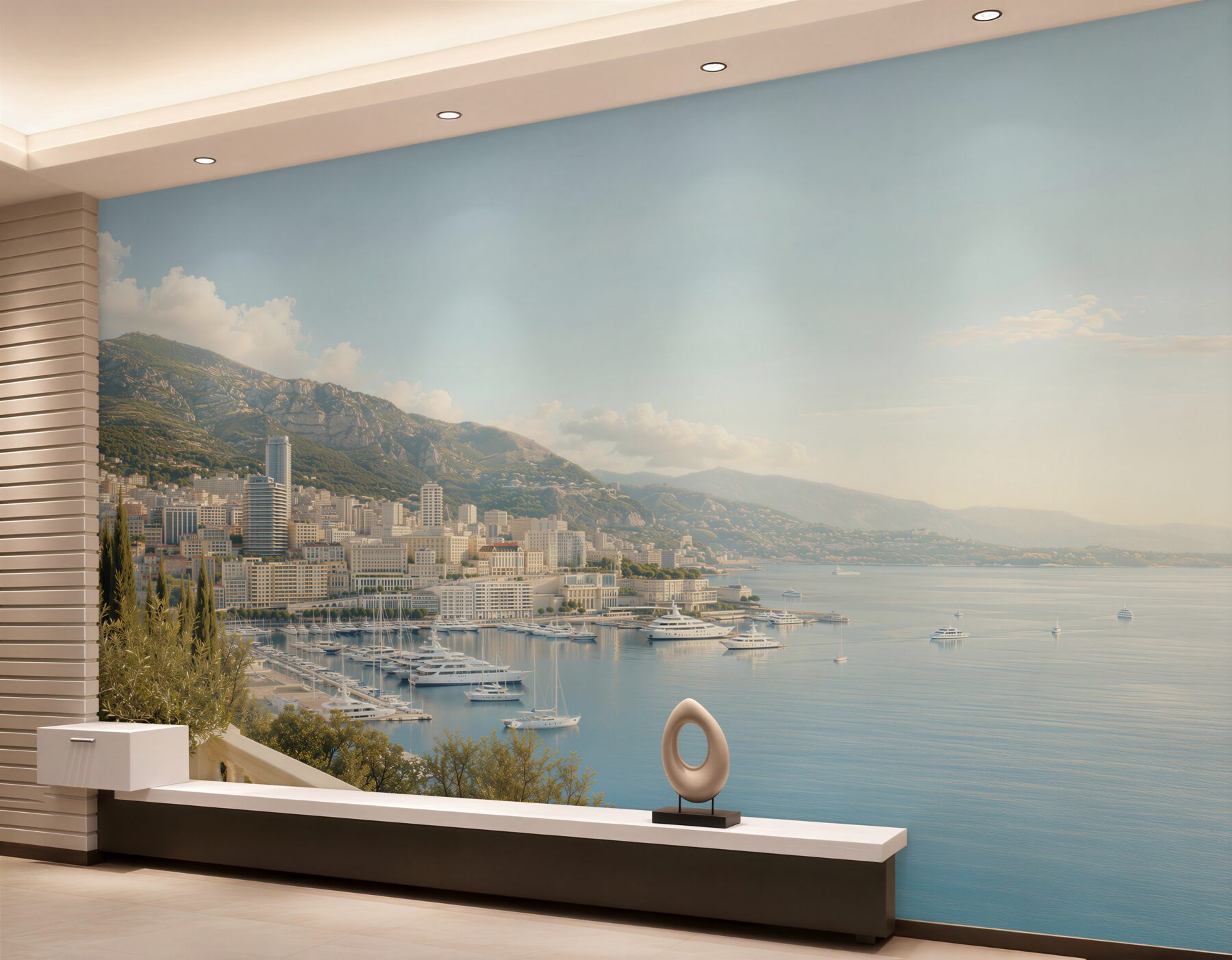 Fototapeten Bucht mit vielen Yachten in Monaco
