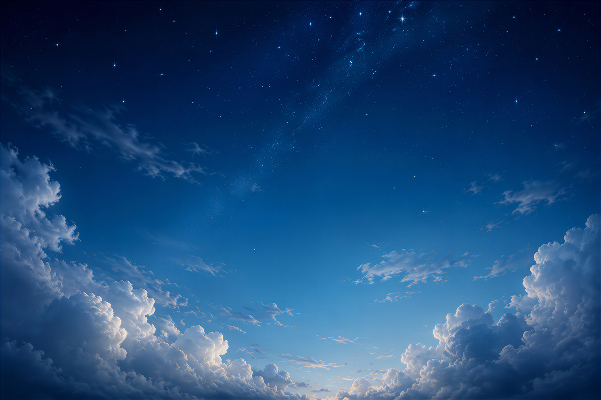 Fototapeten helle Wolken und Sterne am Nachthimmel