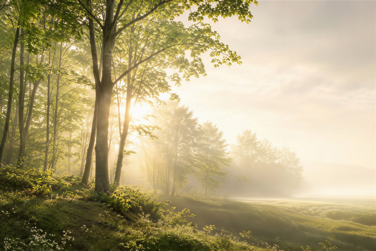 Fototapeten Eschenwald in der Sonne