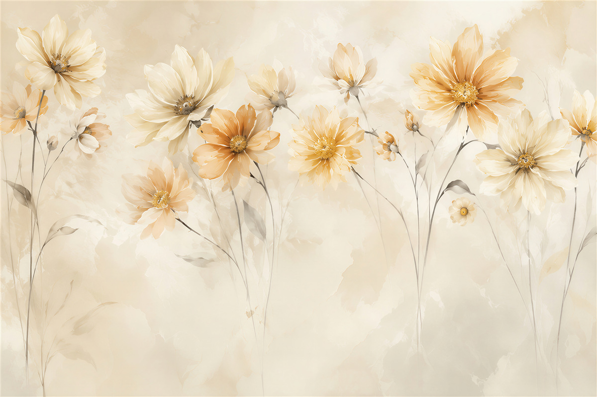 Fototapeten Vintage-Blumen auf grauem Hintergrund
