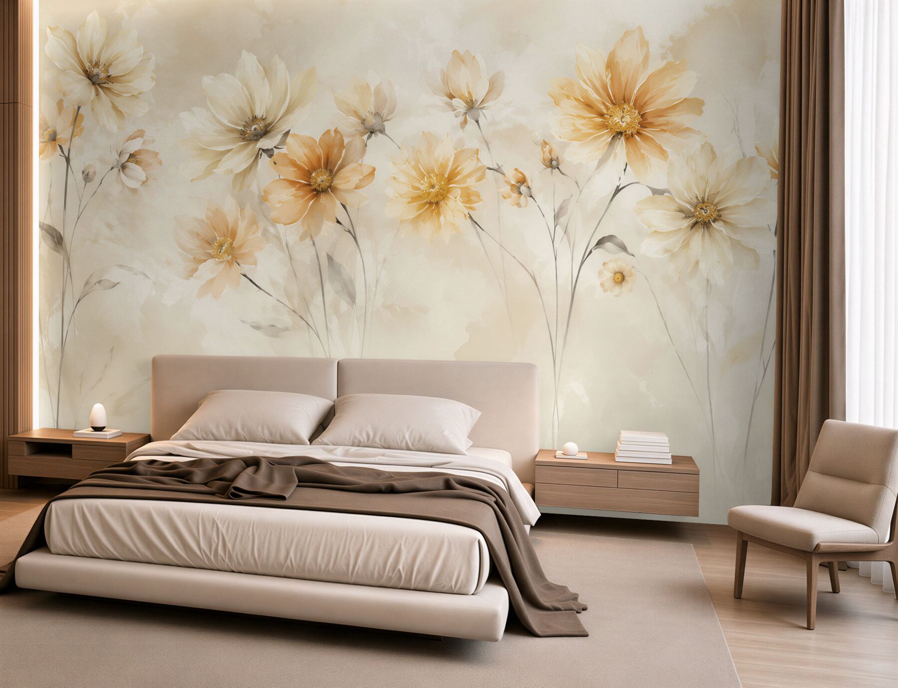 Fototapeten Vintage-Blumen auf grauem Hintergrund