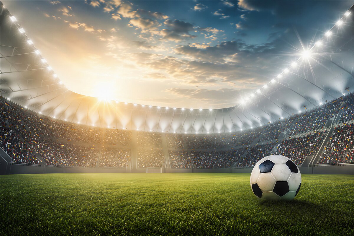 Fototapeten Fußball auf dem Spielfeld