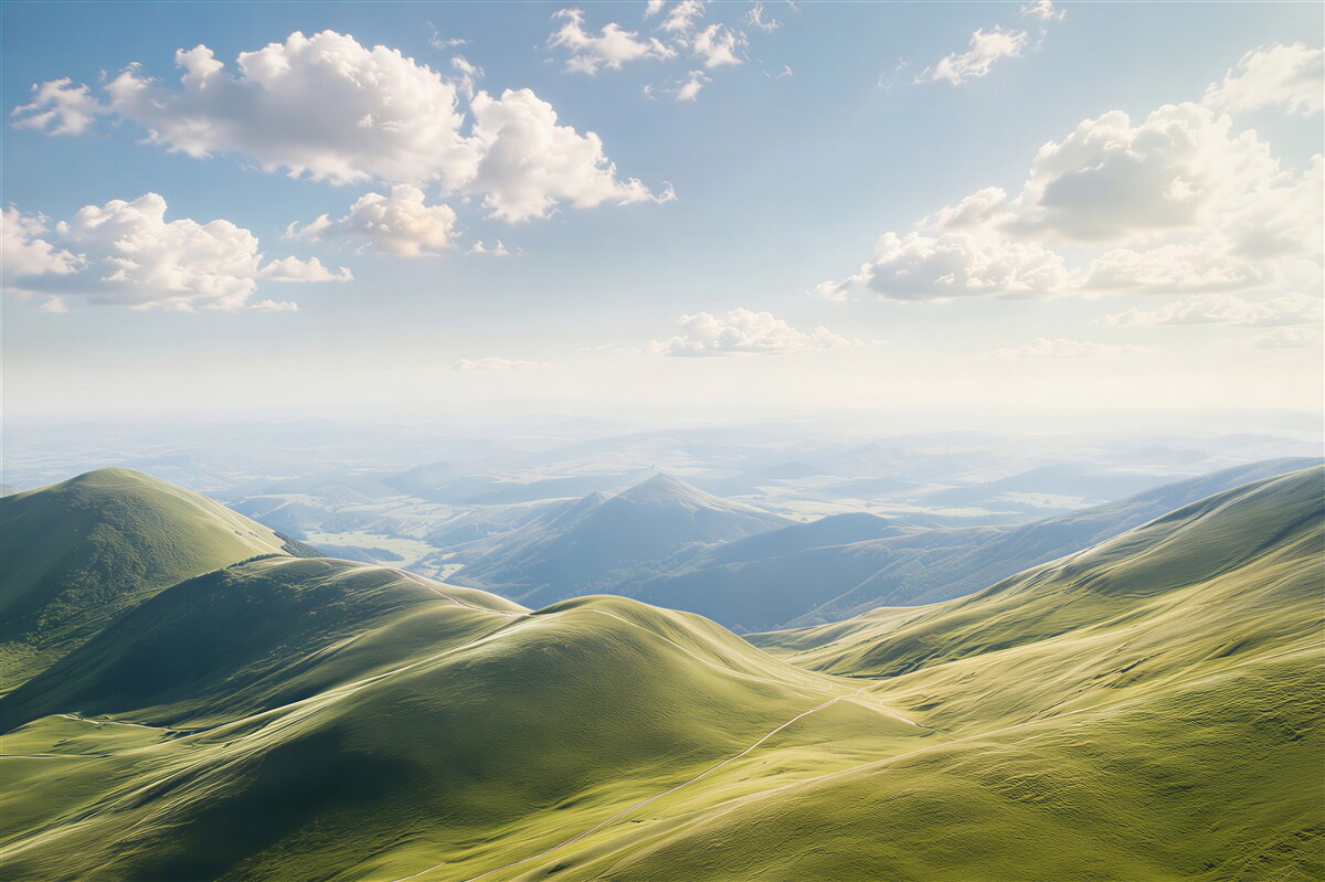 Fototapeten Wanderwege entlang der Berggipfel