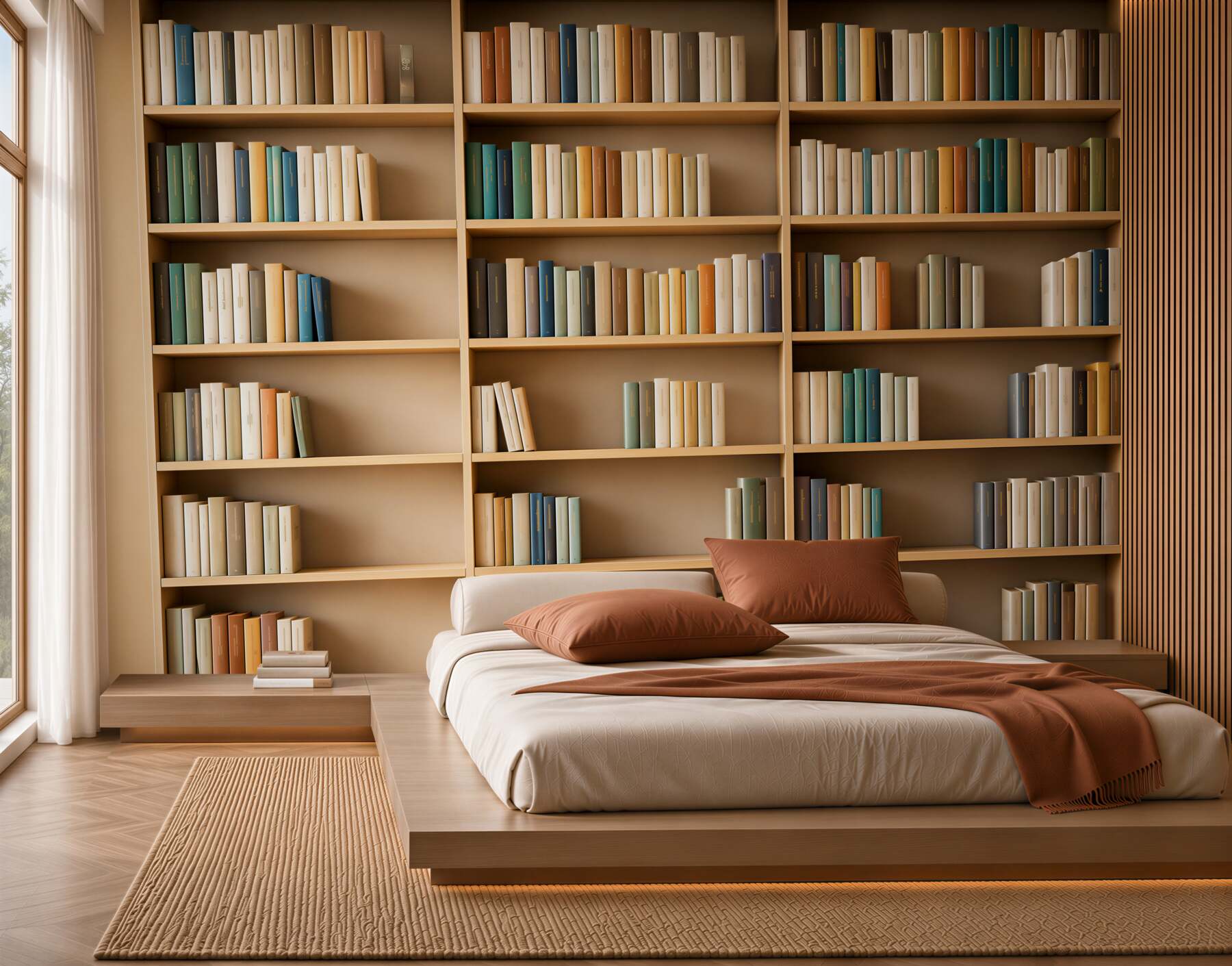 Fototapeten Bücher in einer heimischen Bibliothek