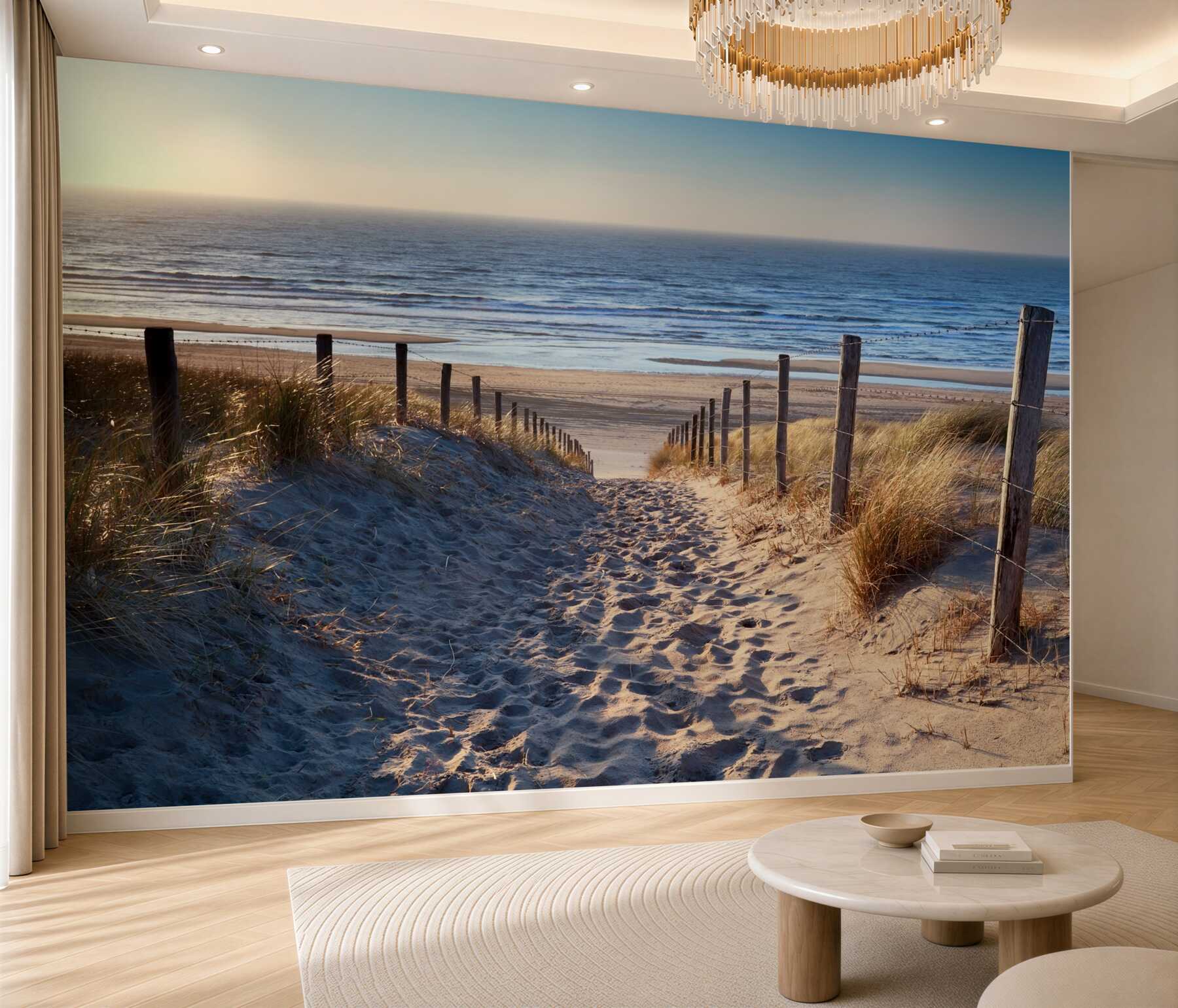 Fototapeten Sandstrand und ruhiges Meer