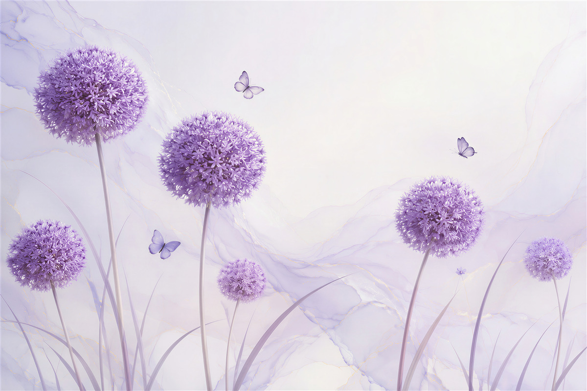 Fototapeten lilafarbene Wildblumen