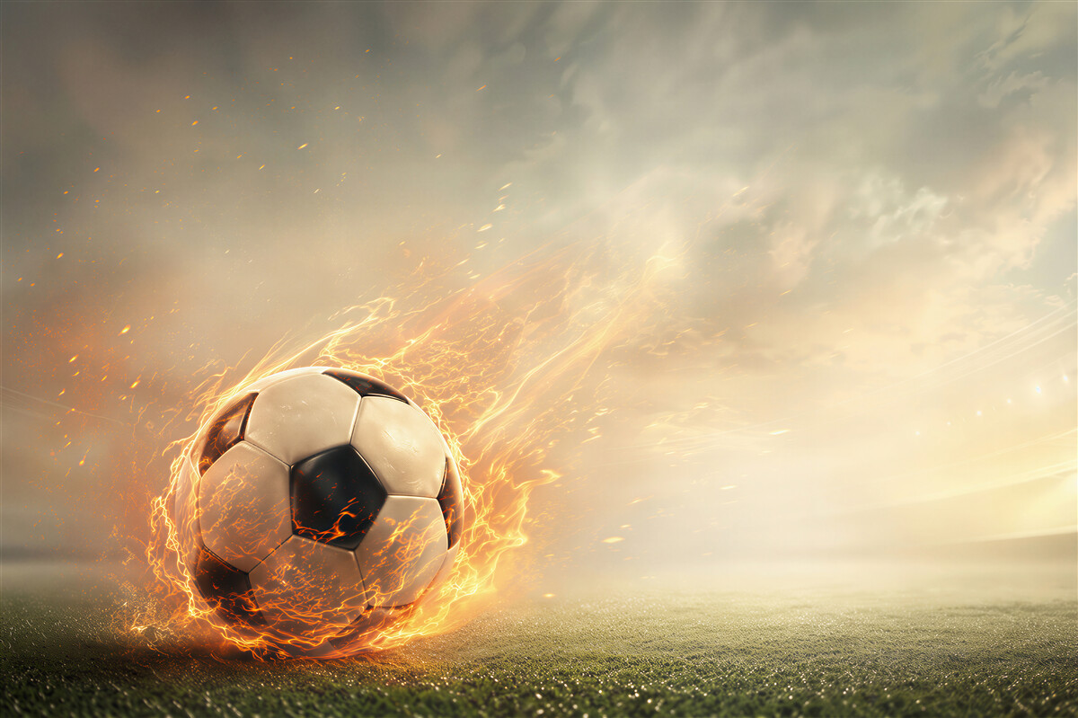 Fototapeten brennender Fußball