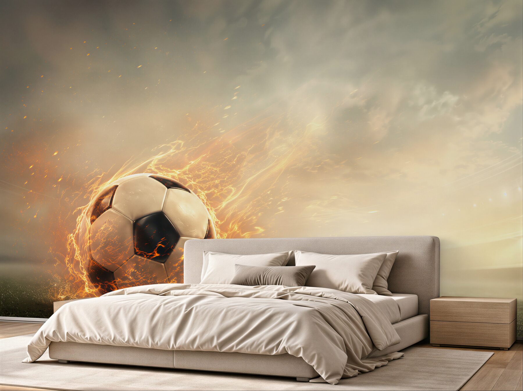 Fototapeten brennender Fußball