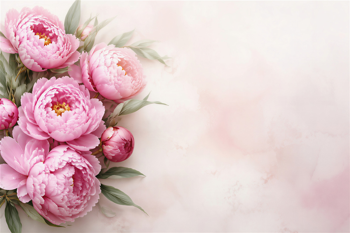 Fototapeten große Knospen rosa Pfingstrosen