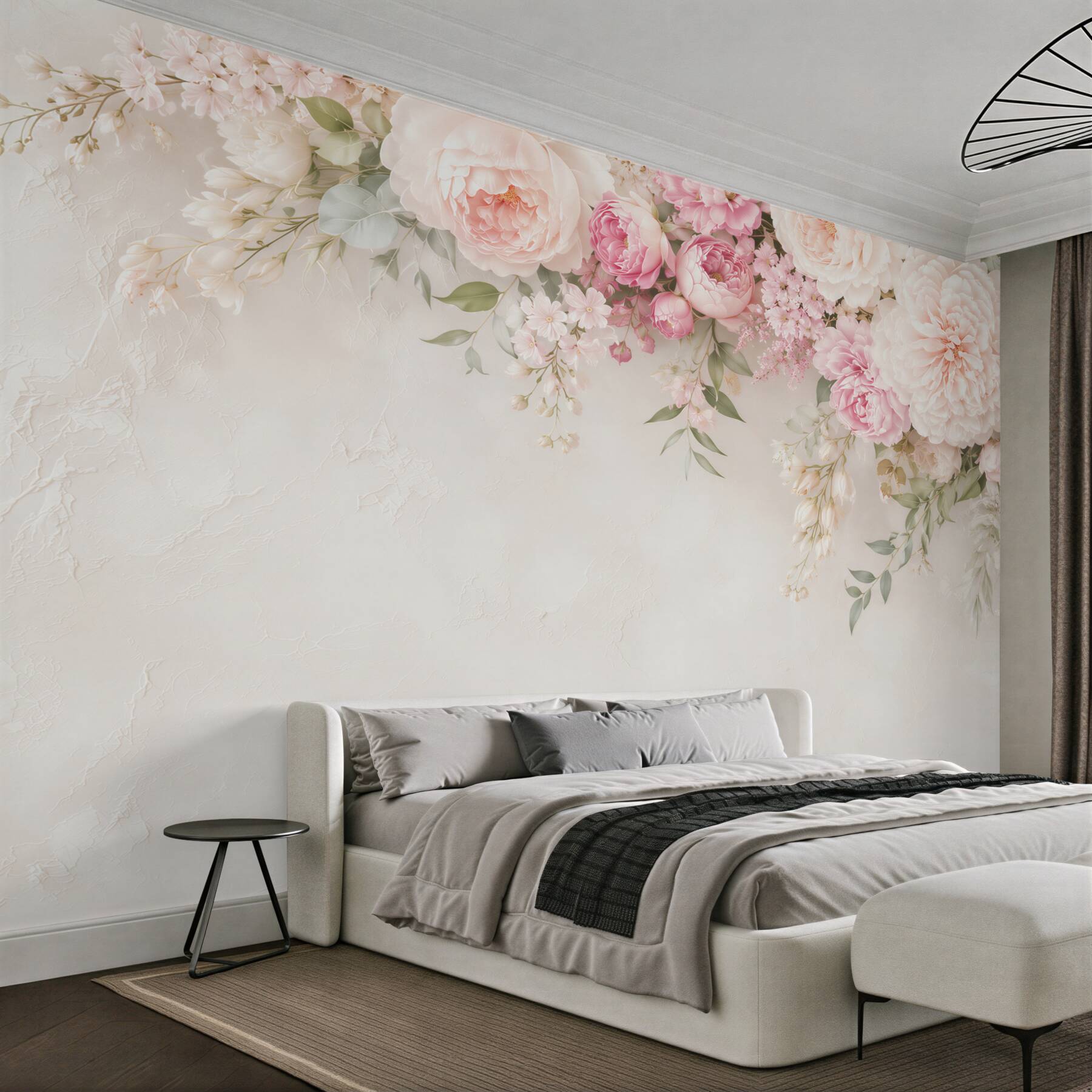 Fototapeten weiße und rosa Rahmen mit Blumen