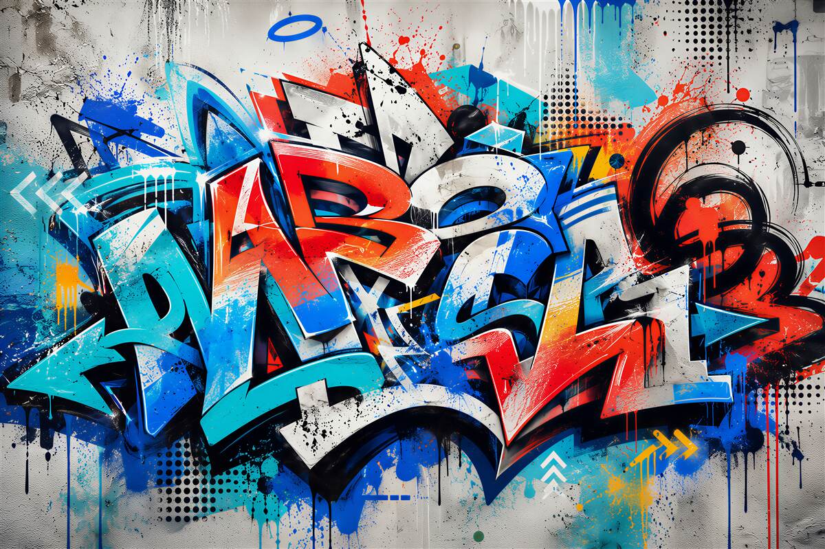 Fototapeten Wand mit Graffiti bemalt