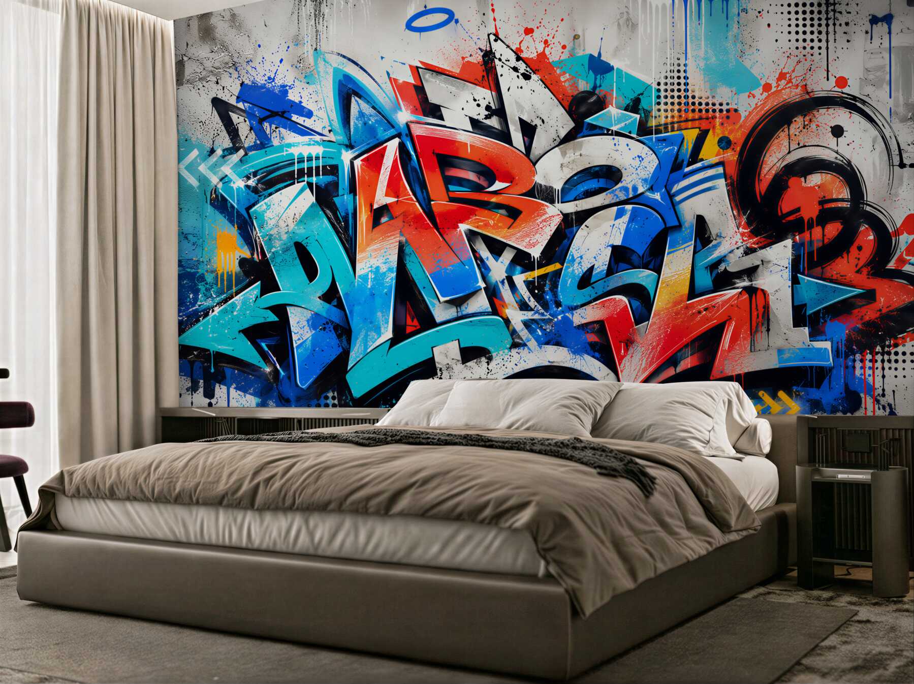 Fototapeten Wand mit Graffiti bemalt