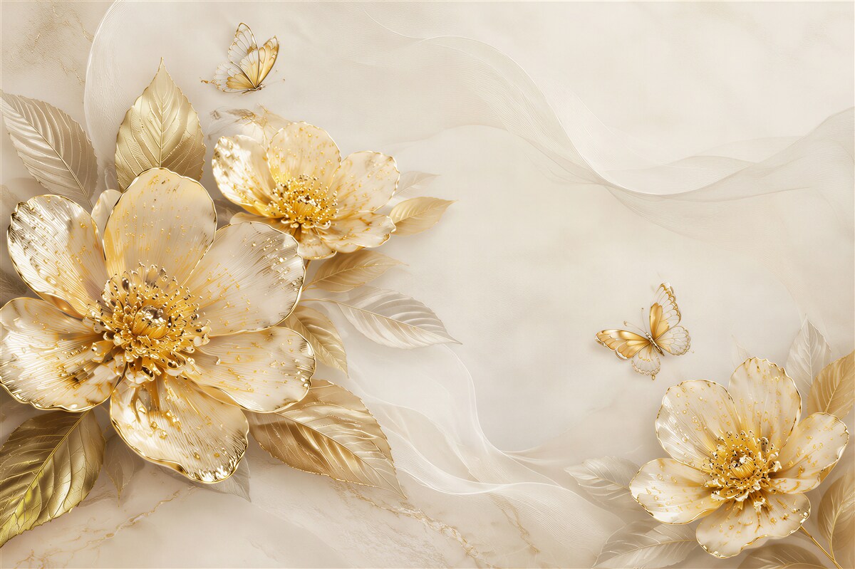 Fototapeten goldene Herbstblumen