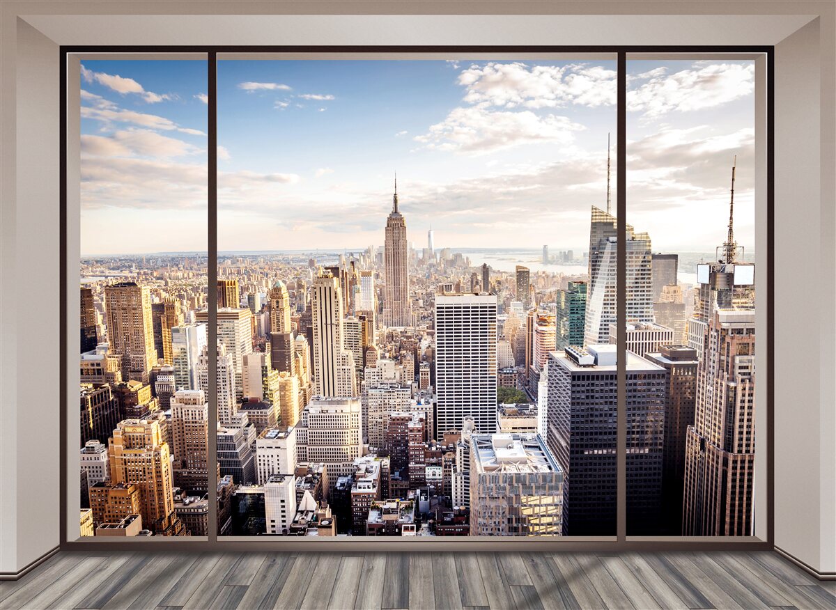 Fototapeten Panoramafenster mit Blick auf New York