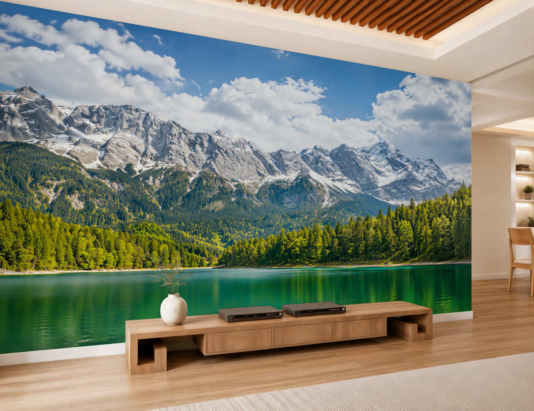 Fototapeten unglaubliche Aussicht auf den Fluss und die Berge