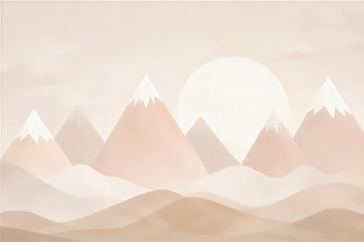 Fototapeten gemalte Berge und Vollmond