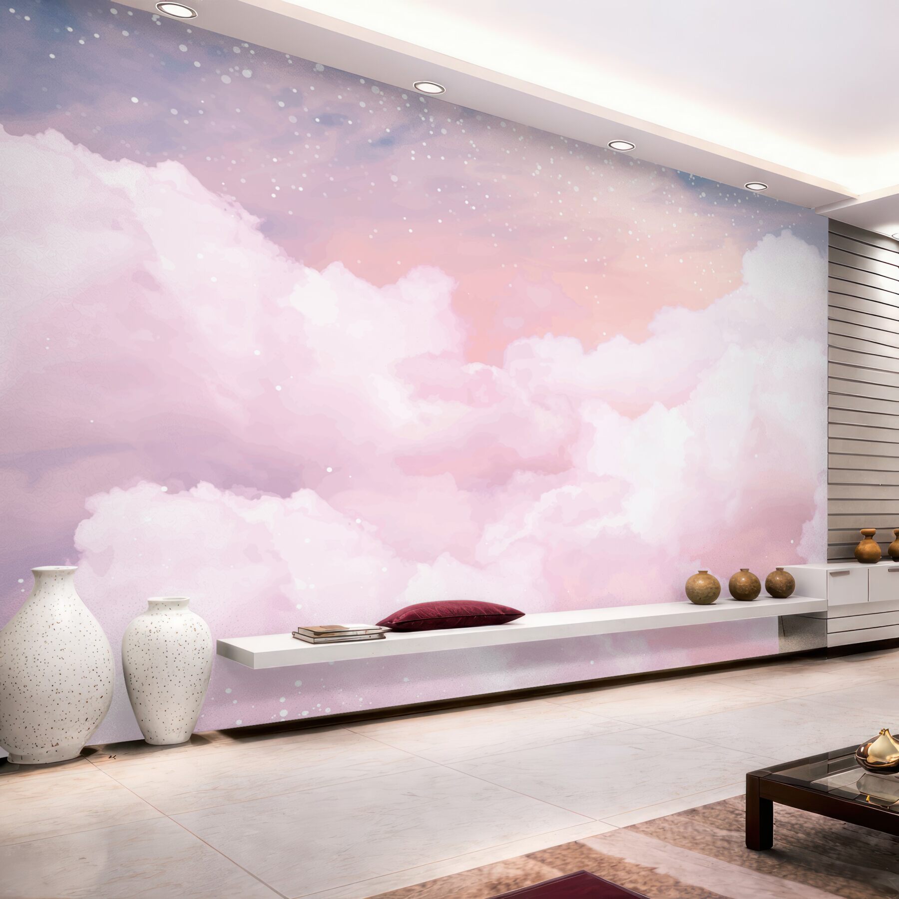 Fototapeten zarte rosa Wolken