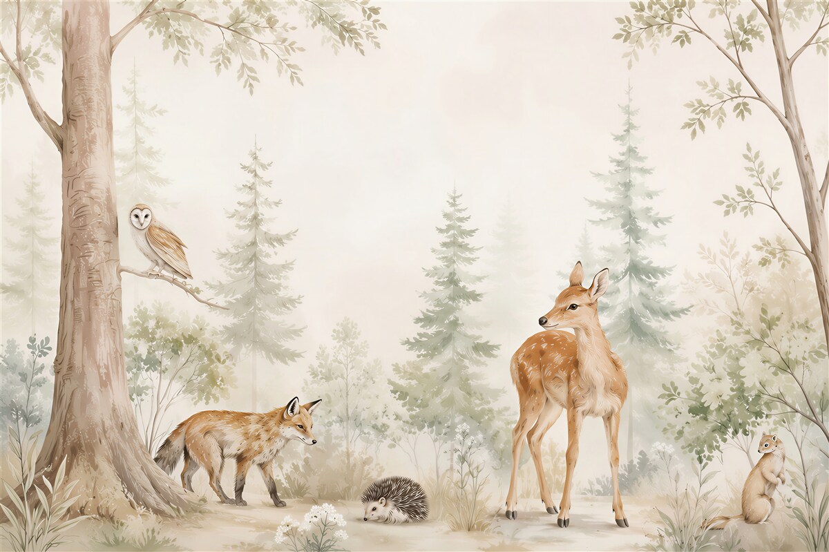 Fototapeten Tiere, die im Wald spazieren