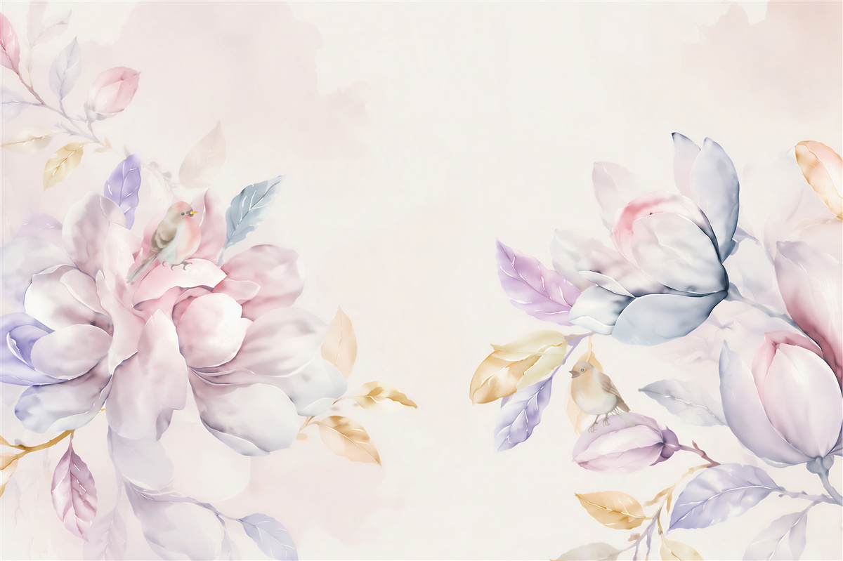 Fototapeten Zweig mit leuchtend roten Blumen