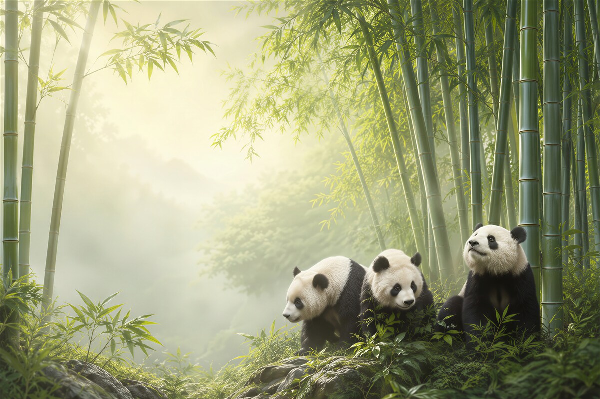 Fototapeten Panda im Bambuswald