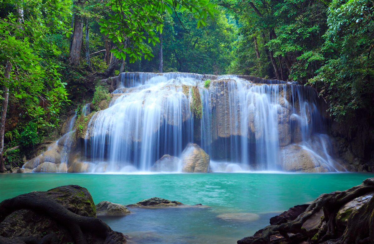 Fototapeten Erawan Wasserfall, Kanchanaburi, Thailand