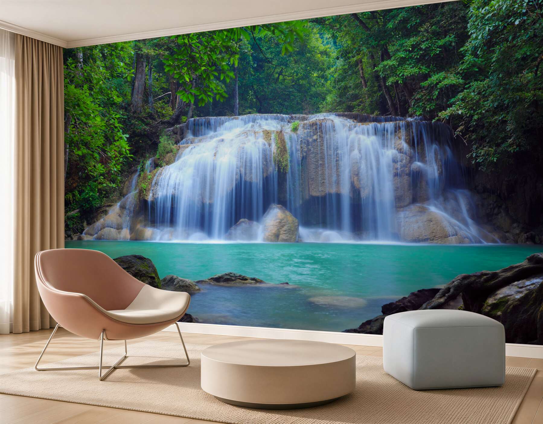 Fototapeten Erawan Wasserfall, Kanchanaburi, Thailand
