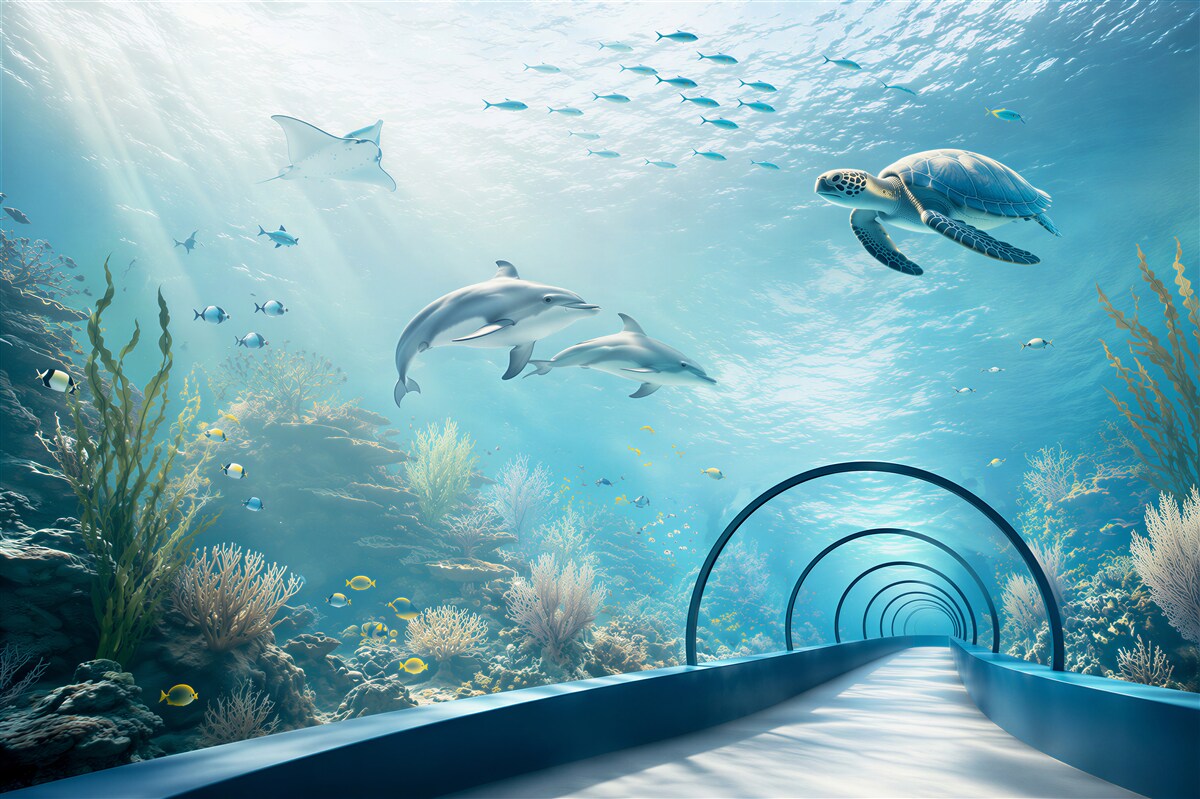 Fototapeten Ozeanarium mit Delfinen