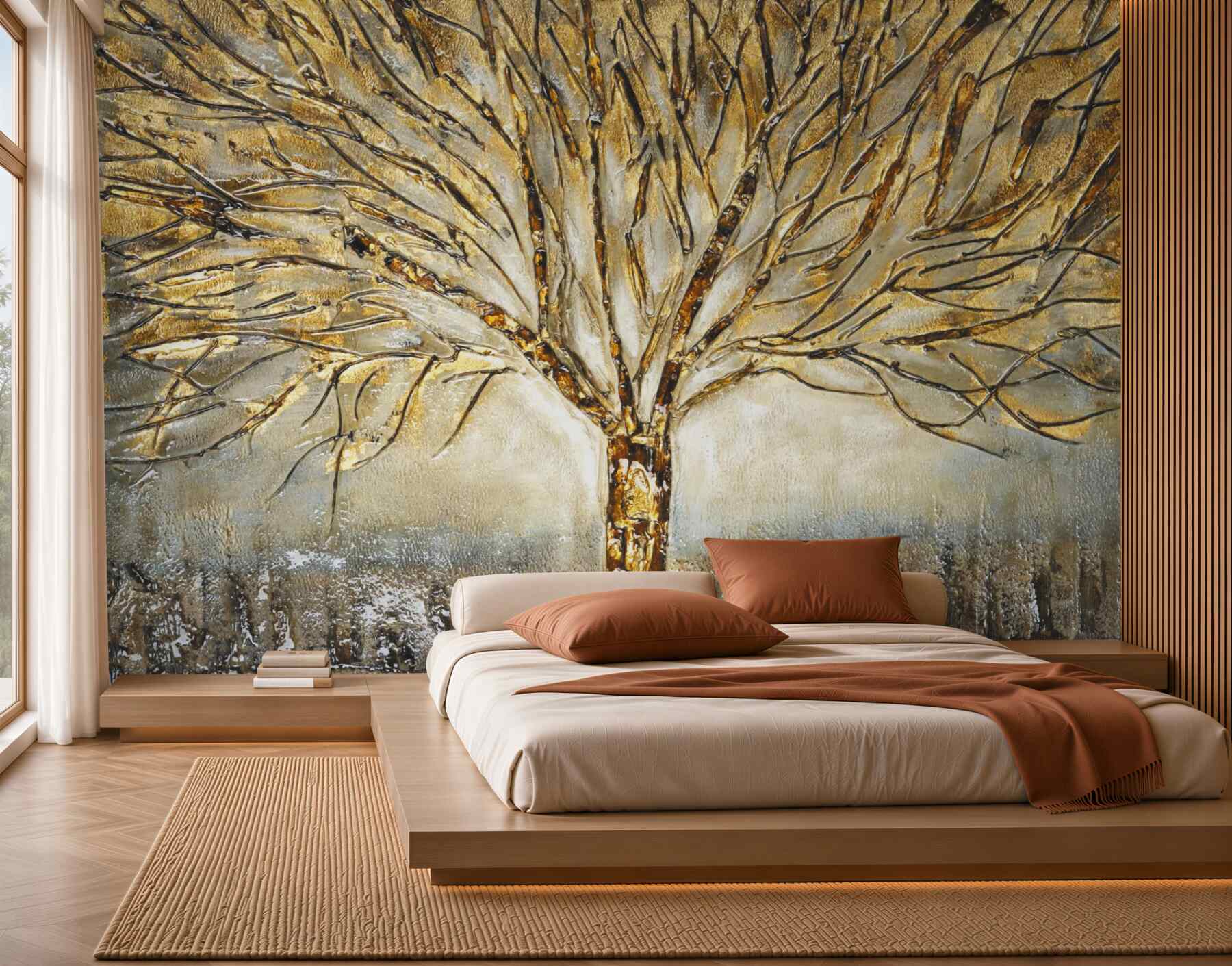 Fototapeten goldener Metallbaum