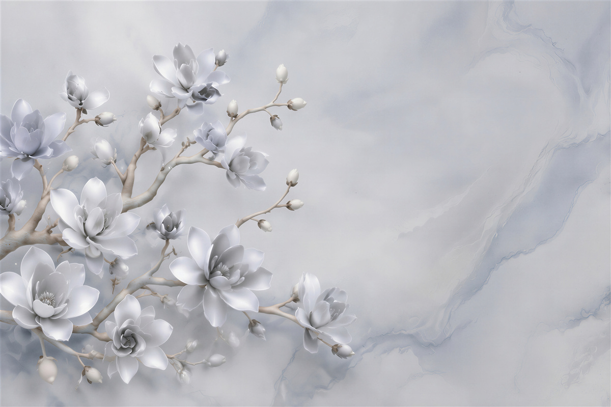 Fototapeten Blumen auf einem Ast