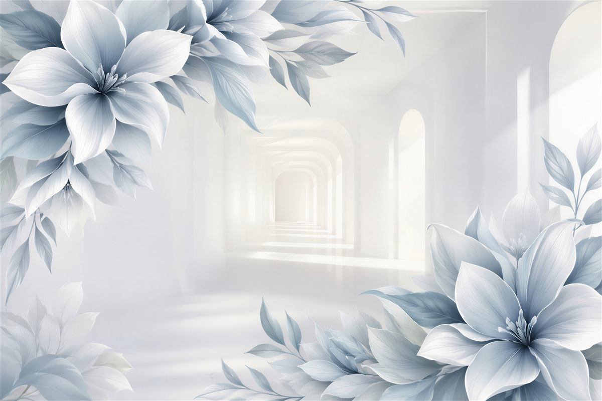 Fototapeten Blumen und endloser Tunnel