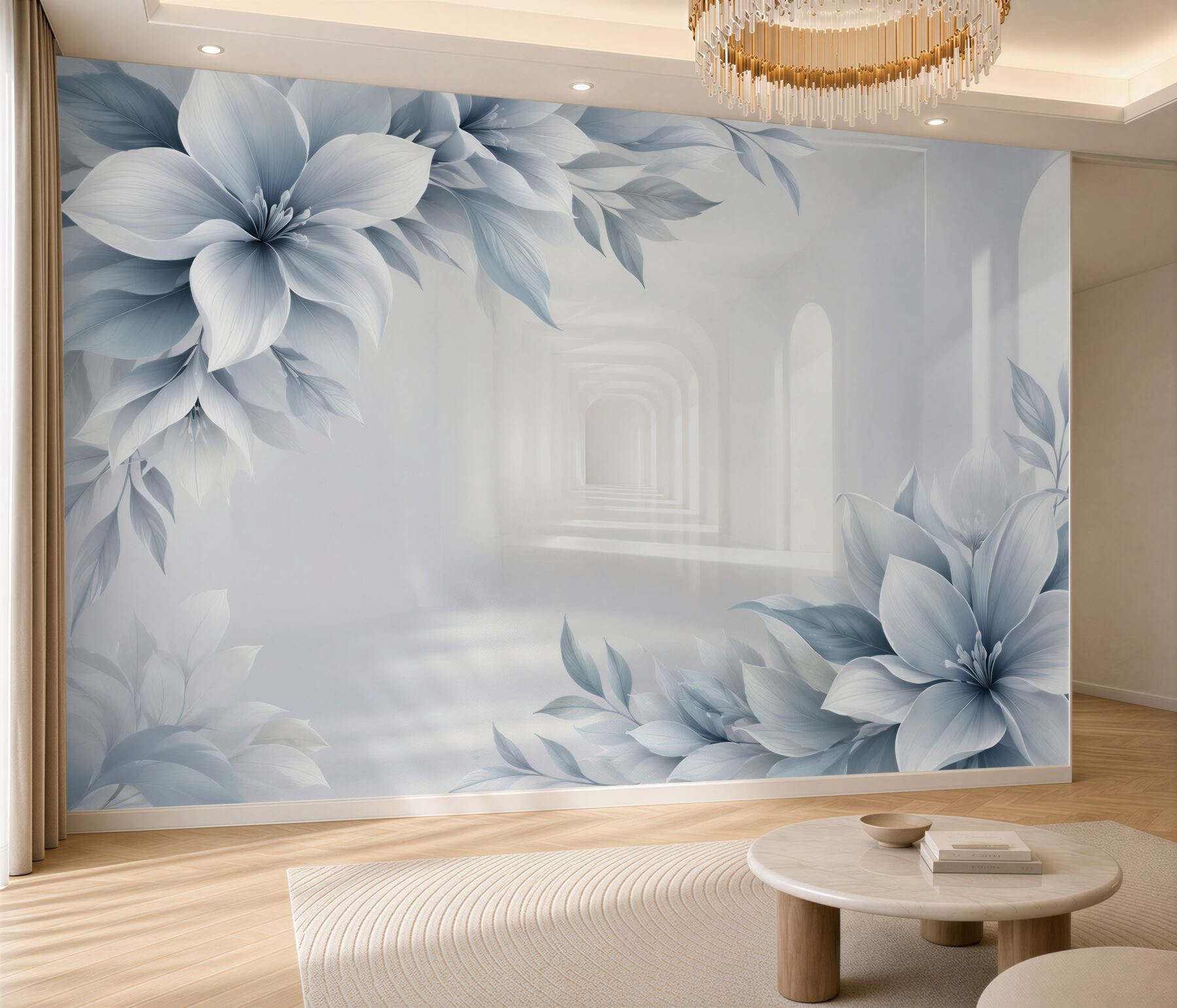 Fototapeten Blumen und endloser Tunnel