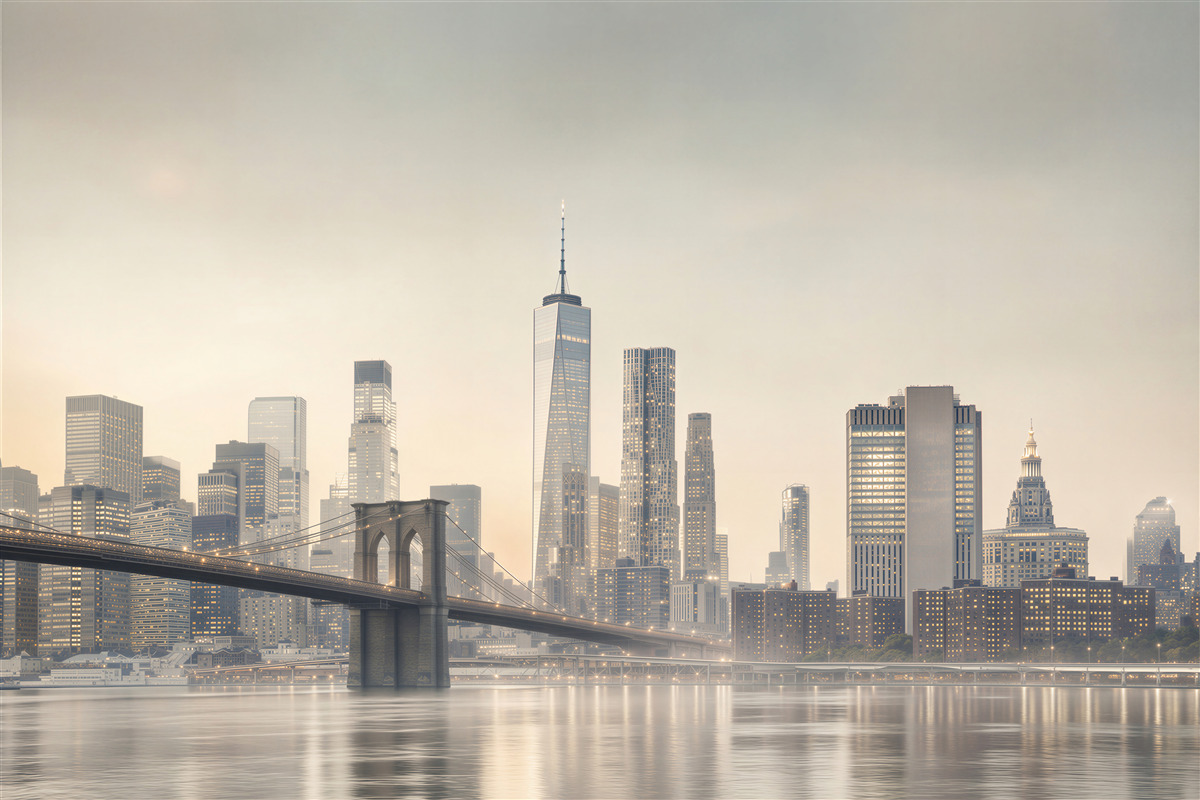 Fototapeten Manhattan-Brücke bei Nacht