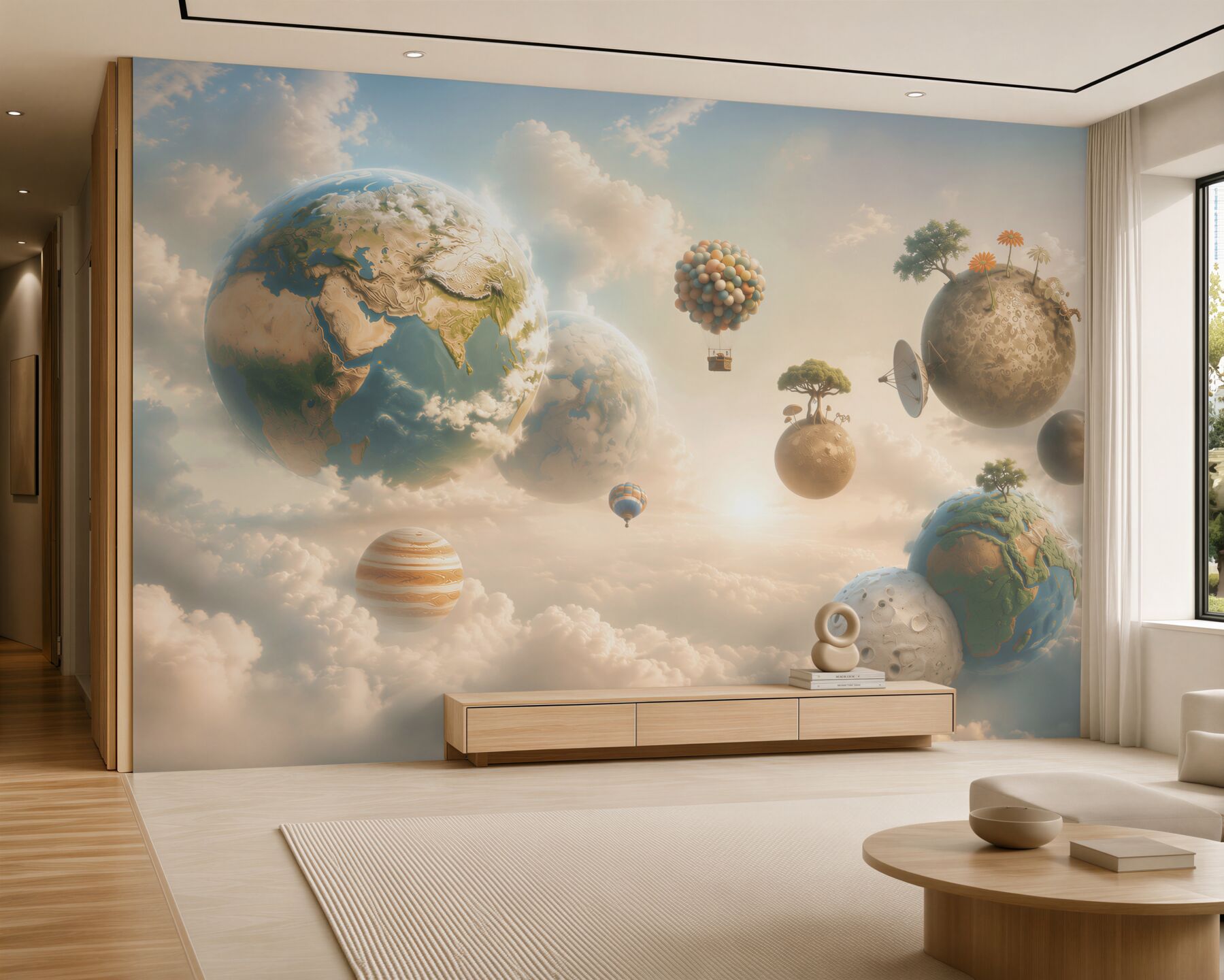 Fototapeten futuristische Planeten und Mechanismen