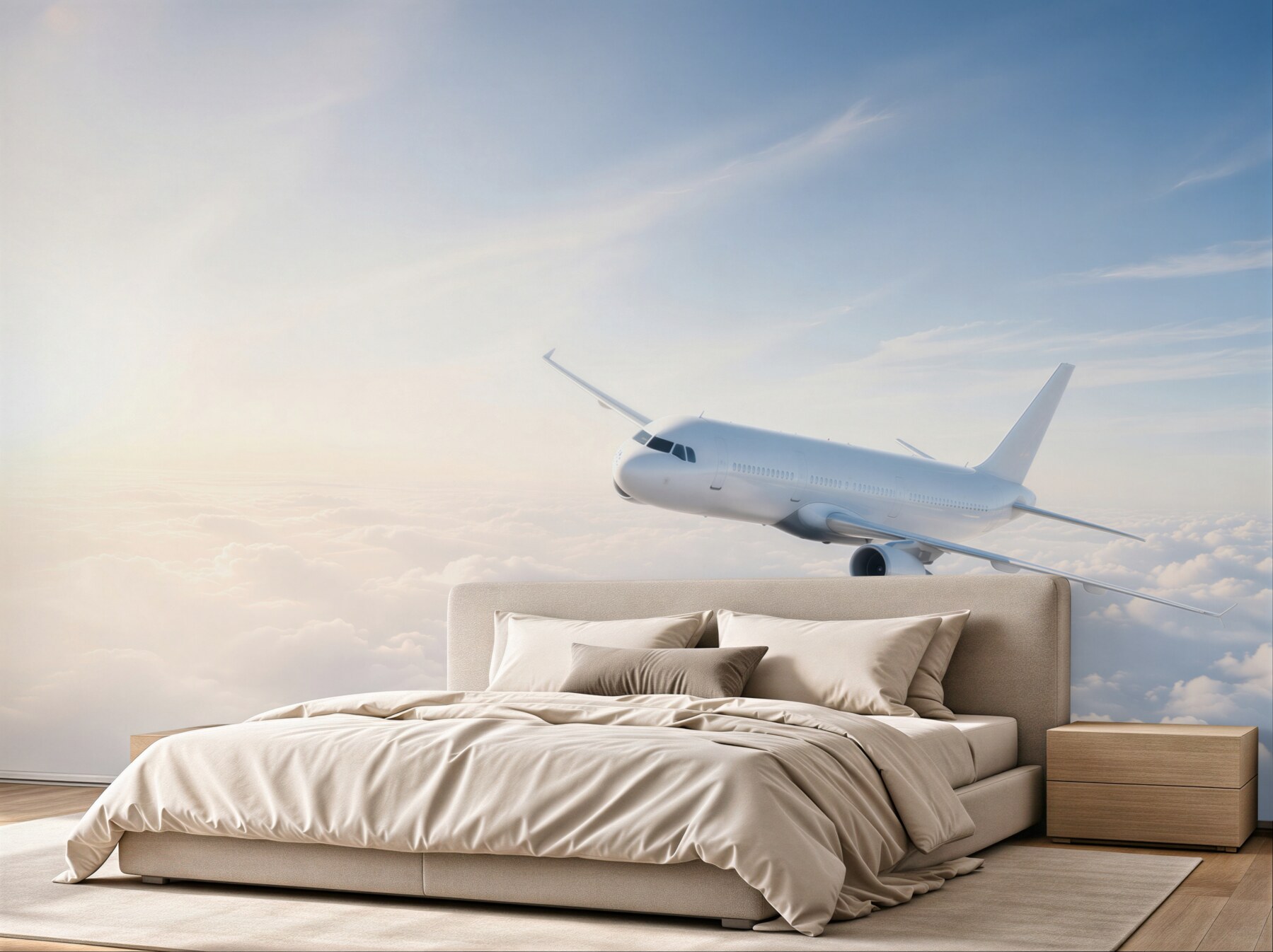 Fototapeten Passagierflugzeug erobert die Lüfte