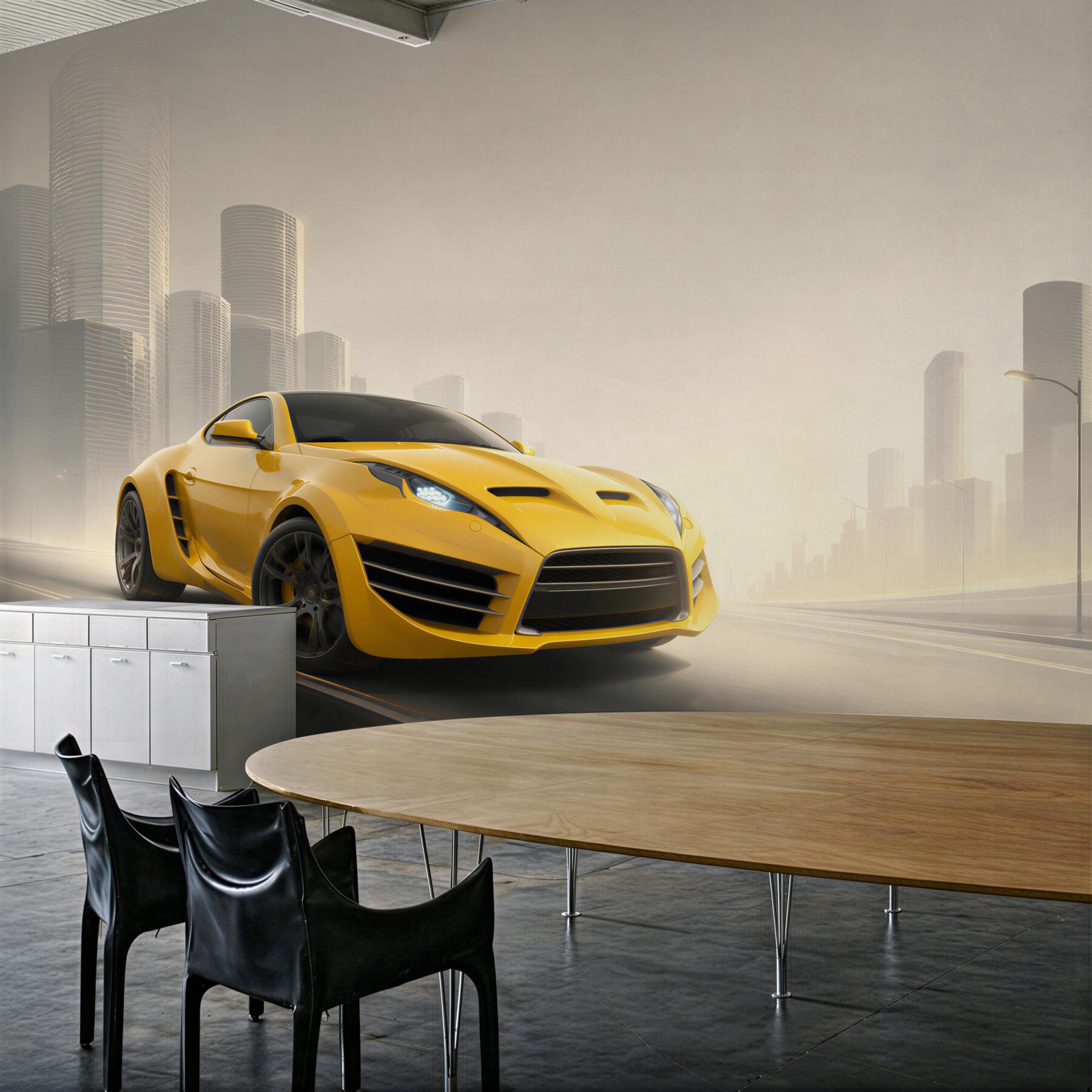 Fototapeten gelbes Sportauto