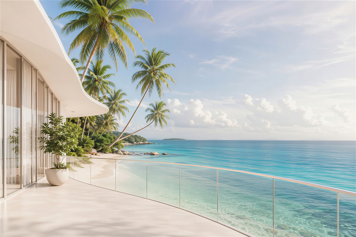 Fototapeten Villa am Meer