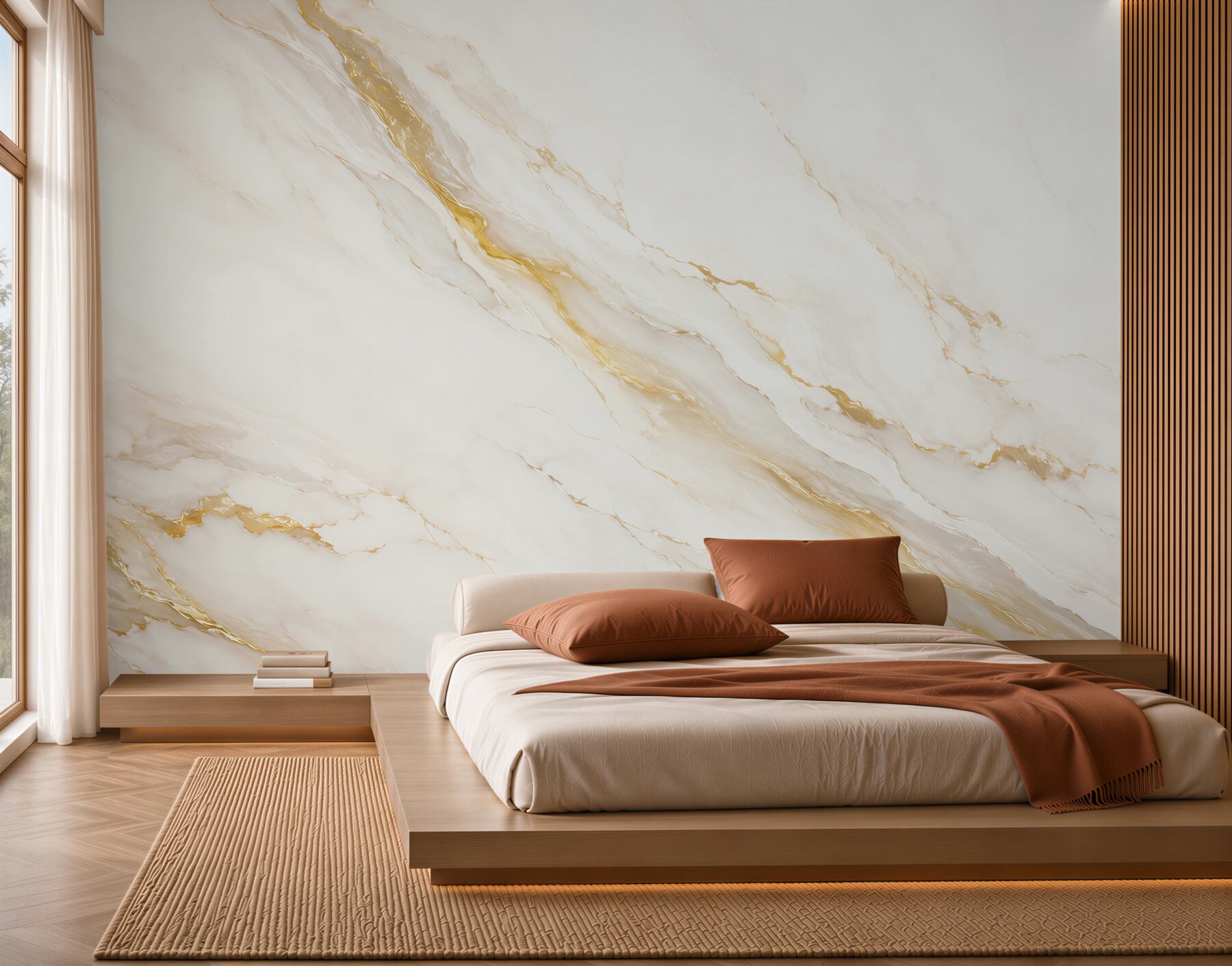 Fototapeten weißer Hintergrund mit goldenen Linien