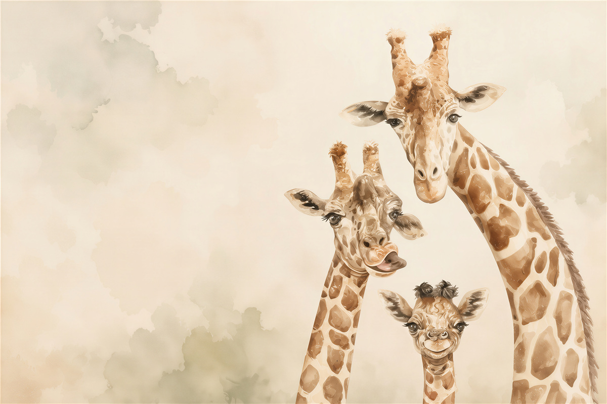 Fototapeten Giraffenfamilie