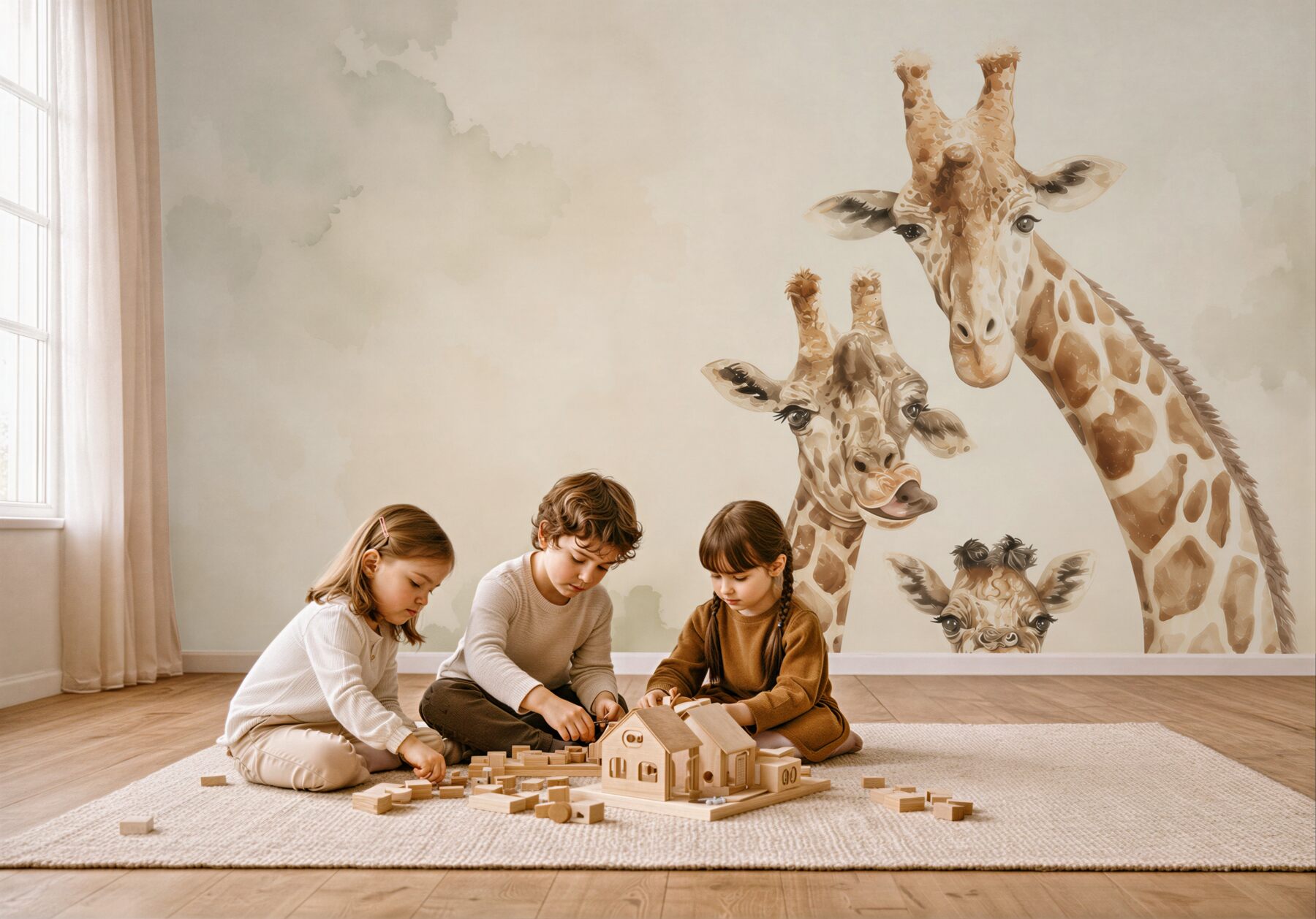 Fototapeten Giraffenfamilie